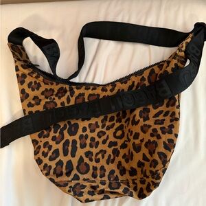 Baggu Leopard Print Crossbody Crescent Bag